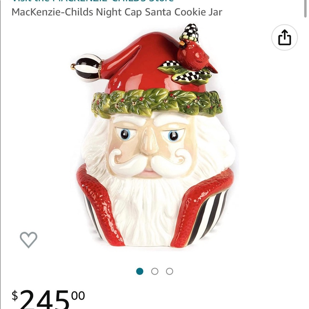 Mackenzie-Childs Christmas cookie Jar. Brand new from Neiman Marcus. Unused.